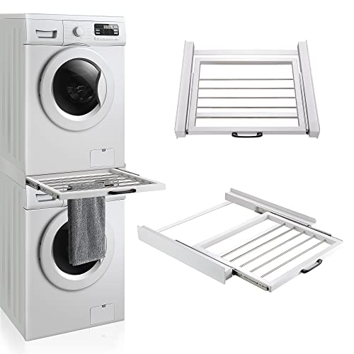 [en.casa] Marco de Instalación Universal con toallero para Lavadoras y Secadoras Kit Unión Blanco Piezas y Accesorios de Secadora